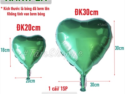 Bong bóng kiếng trái tim trơn màu nhiều cỡ BBK-TIM-03